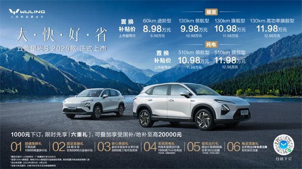 置换补贴价8.98万元起！五菱星光S 2025款正式上市，以「大快好省」打造全场景家庭出行体验！